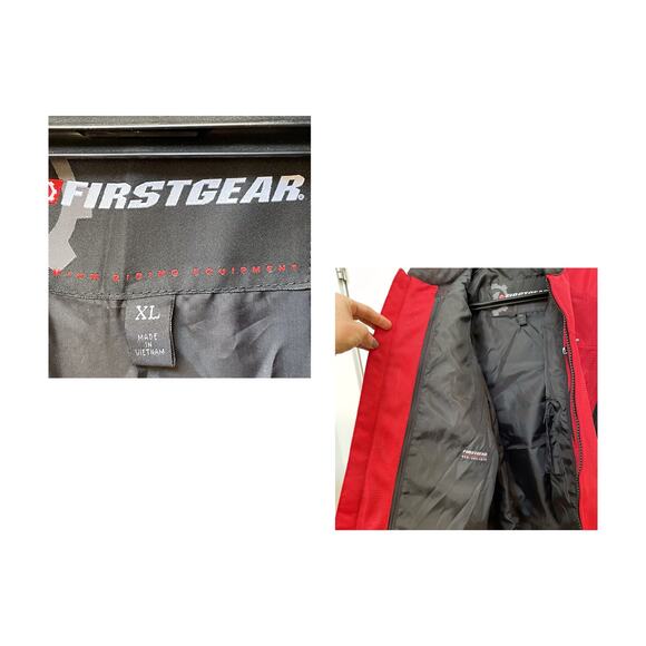 Armored Motorcycle Jacket Men XL Red Black Padded Racing First Gear Protective - Picture 11 of 12